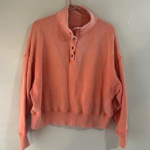 American Eagle Peach 1/4 Snap Button Pullover